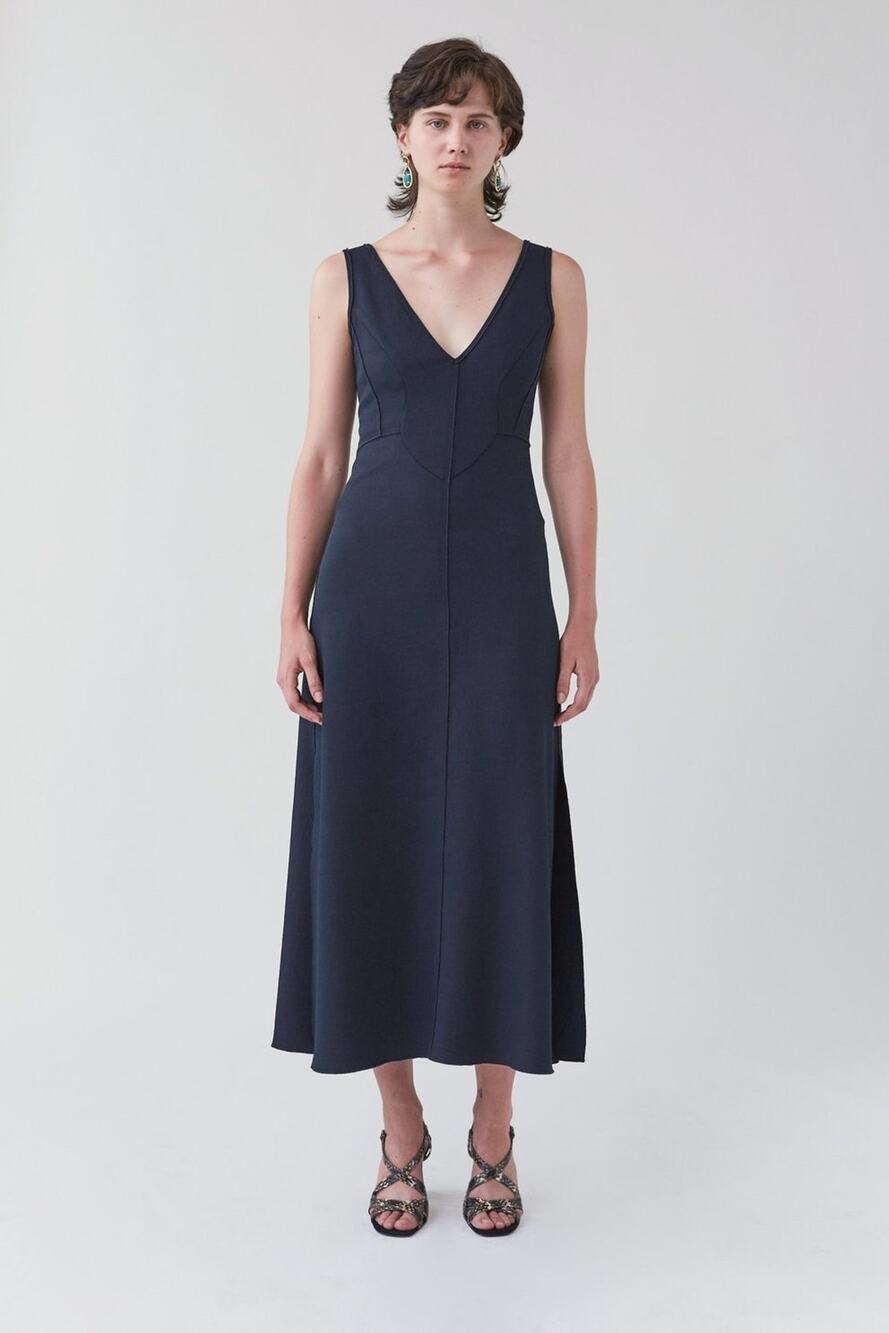 NWT Rachel Comey Agate Midi Dress Black Minimalist Structured Luxury Classic